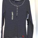 U.S. Polo Assn. striped long sleeve ribbed thermal shirt Navy & White medium NWT Photo 0