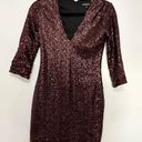 EXPRESS  Red Black Sequins Embellished V-Neck Mini Bodycon Dress Party size 0 Photo 1