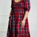 Hill House  Louisa Nap Red Tartan Paid Short Sleeve Midi Dress 100% Cotton 2XL Photo 3