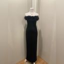 Jessica McClintock VTG 90s  Gunne Sax Black Feather-Trim Sleeveless Maxi Dress Photo 1