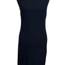 Vince  Ribbed Pencil Dress Navy Fitted Sleeveless Knit Crew Neck Sheath Size M Photo 0