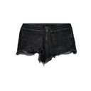 ZARA  Cutoff Distressed Jean Shorts Raw Ripped Hem High Rise Pockets 4 Black Photo 8