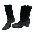 Naturalizer  “Cowgirl” Black Suede/Leather Square Toe Mid-Calf Boot, Sz 9 Photo 2