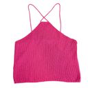 Mango MNG  Pink Crochet Knit Cropped Halter Tank Top Size Medium Photo 4