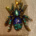 Betsey Johnson BLUE & GREEN SPIDER PENDANT ON  GOLD-TONE  CHAIN Photo 0