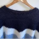 a.n.a blue color blocking fuzzy sweater Photo 2