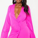 Pretty Little Thing Fuchsia Plunge Flare Sleeve Blazer Dress Photo 1