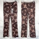 I am gia NWT I.AM.GIA Evie Tie Dye Tie Waist Flared Pants Brown Retro Hippie Festival M Photo 2