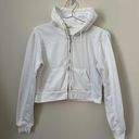 John Galt  White Cropped Full Zip Up Hoodie Size S Photo 0