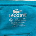 Lacoste Women's  Classic Teal V-Neck Logo Iconic Pullover Shirt Size 6 GUC #6907 Photo 4
