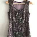 Banana Republic  Pleated Front Floral Boat Neck Tank Top Lined Purple Womens XS Photo 0