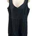 Oscar de la Renta  black fit flare sleeveless floral eyelet knee length dress Photo 0