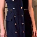 Calvin Klein  Navy Blue Gold Button Sleeveless Crepe Sheath Dress Size 2 Photo 0