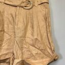 Farm Rio  Women's Beige High Waisted Belted Tailored Linen Shorts Pockets L NWT Photo 3