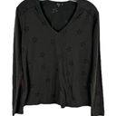 Rails  Medium Top Black Sheer Star Print Long Sleeve V Neck Cotton Women 1581 Photo 9