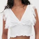 ZARA WHTE RUFFLED BLOUSE CROP TOP XS Photo 0