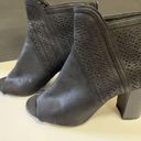 American Eagle  Black Faux Suede Women's Peep Toe High Heel Ankle Boots Size 8 Photo 1