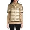 J. McLaughlin  Sarabeth Size M Metallic Pearl Down Puffer Jacket Short Sleeve EUC Photo 10