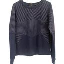 J.Crew  Navy Blue Striped Cozy Cotton Blend Pullover Sweatshirt Women Sz L Photo 0