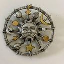 The Moon Celestial silver gold color star sun planets JJ vintage brooch pin signed Photo 0