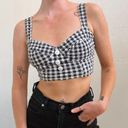 Vintage 1990's Black White Seersucker Gingham Balcony Swim Crop Top Size 10 Photo 1