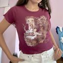 Betty Boop NWT  dolls kill maroon red graphic cropped top Photo 0