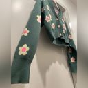 Daisy Bailey Rose Green Pink & Pale Yellow  Floral Cropped Cardigan Sweater - S Photo 7