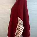 Pink Lily Womens Sweater Size Small burgundy Striped Mock Neck Poncho Pullover Photo 5