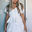 Pretty Little Thing White Crinkle Cup Detail Tiered Skirt Skater Dress Photo 0