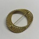 Monet Signed  Costume Brooch Pin - Textured Gold Tone Photo 5