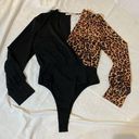 One Piece COPY - Black and leopard print bodysuit 
Long sleeve blouse  Photo 0