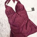 Gottex  SATIN NIGHTS HALTER TANKINI SWIM TOP IN WINE Size 6 NWT Photo 1