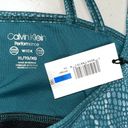 Calvin Klein  NWT XL Teal - Foil Snakeskin Print Longline Performance Sports Bra Photo 2