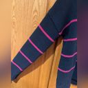 Banana Republic  Navy Blue w/ Pink Stripe Chunky Knit Oversized Sweater Sz Small Photo 6