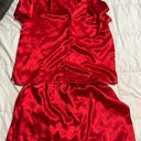 Women’s red polyester two piece pajama set Size L Photo 0