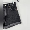 ZARA  High Rise Cuffed Jean Shorts High Waisted Black Acid Stone Wash Zip Size 2 Photo 3