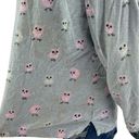 Munki Munki  MEDIUM Gray Owl Pajama Sleep Top Long Sleeve Collared Button Up Photo 4