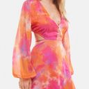 Bershka  Tropical Sunset Long Balloon Sleeves Midi Dress Women’s Size Medium Photo 11