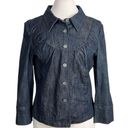 DKNY  Jeans Vintage Y2K Gathered Bib Yoke 3/4 Sleeve Dark Denim Jacket Photo 3