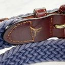 Vintage Blue  Braided Woven Belt with Brown Genuine Leather Trim Size Small S Photo 3