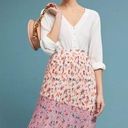 LAIA by Anthropologie, floral, pleated, tiered asymmetrical midi skirt size L Pink Size L Photo 0