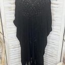 BCBGMAXAZRIA  Women's M L Drue Pointelle Sheer Lace Fringe Poncho Black Boho Goth Photo 1