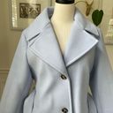 Nine West NWOT  Periwinkle Blue Belted Pea Coat Trench Coat L Photo 4