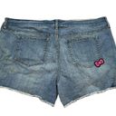 Sanrio Hello Kitty Plus Size Denim Shorts Y2K Style 22 Pink Kitty Patches Blue Photo 1