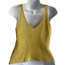 Club Monaco  Top Women Medium Yellow Double V-Neck Sleeveless Open Knit Cropped Photo 2