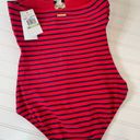 Michael Kors NWT  One Piece Bathing Suit Red Stripe Strapless Swimsuit Size S Photo 4