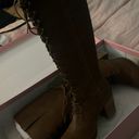 high heeled lace up knee high boots Brown Size 8.5 Photo 0