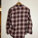 Old Navy  NWT Maroon White Plaid Loose Flannel Boyfriend Shirt Photo 7