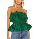 Majorelle  Revolve Women’s Lined Ruffled Smocked Waist Strapless Blouse Green Lar Photo 0