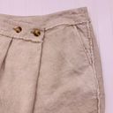 Michael Kors  Skirt Womans 6 Tan Raw Edge Linen Mini Pencil Faux Wrap Button Photo 3